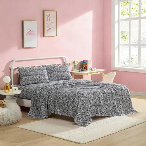 Vista 42 de Betsey Johnson - Juego de sábanas de tamaño individual, ropa de cama de microfibra con estampado Nerdy Teddies con sábana bajera de bolsillo
