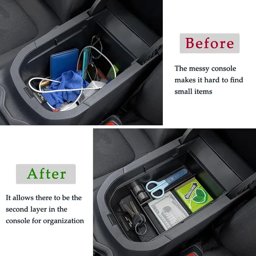 Vista 2 de JDMCAR Organizador de bandeja de consola central compatible con accesorios Toyota RAV4 2025 2024 2023 2022 2021 2020 2019 y 2021-2025 RAV-4 Prime