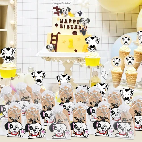 Vista 4 de CiciBear Paquete de 40 llaveros de perro irregular, decoración de fiesta para cachorros, animales de mascota, Let's Pawty, amante de los animales