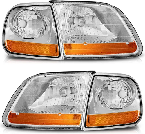 Vista 10 de Ensamble de faros WEELMOTO para F150 1997-2003 / Ford Expedition 1997-2002 / F250 1998-1999, Faro+Luces de estacionamiento en esquina+Luces de señal