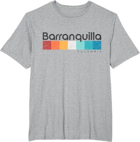 Vista 46 de Barranquilla Colombia - Camiseta de diseño vintage de estilo retro, Blanco, S