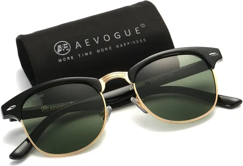 Vista 46 de AEVOGUE Gafas de sol polarizadas para mujeres y hombres semi marco retro gafas de sol AE0369