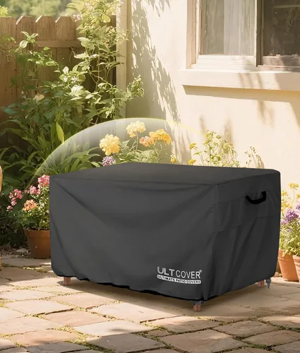 Vista 7 de ULTCOVER Cubierta Rectangular para Mesa de Fogata de Gas 42x24 pulgadas Impermeable de Servicio Pesado Cubierta de Fogata, Negro