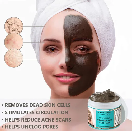 Vista 7 de 2.43 libras de sal de baño del mar muerto en paquete resellable con máscara facial de barro del mar muerto 100% puro, máscara de 5 minutos, sin