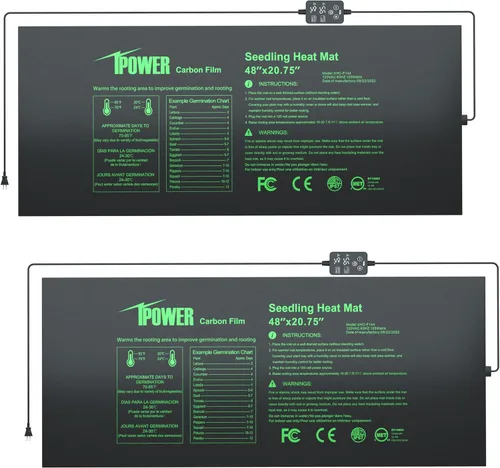 Vista 16 de iPower Alfombrilla térmica de siembra de 10 x 20.75 pulgadas, película de carbono mejorada, cálida, impermeable, para interiores, germinación
