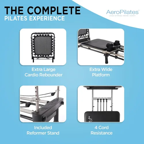 Vista 9 de AeroPilates Pilates Reformer Machine, Gym Equipment for Resistance Workout, Strength & Fitness Training - Foldable & Compact