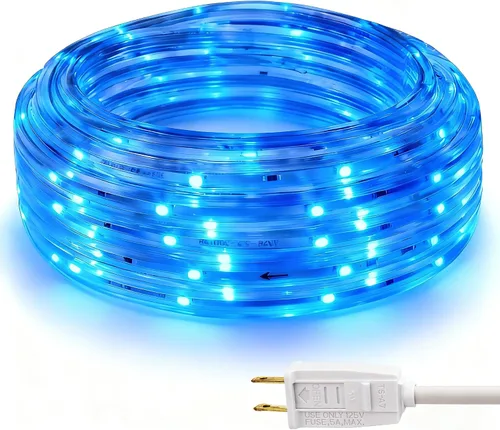 Vista 10 de Tira de luces LED blancas frías de 16.4 pies, 5000 K, para exteriores, 120 V IP65, plana Luz diurna