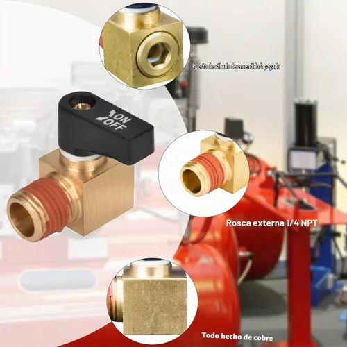 Vista 3 de Válvula de compresor de aire NPT macho x NPT hembra tipo bola válvula de drenaje mini válvula de bola de latón para compresor de aire