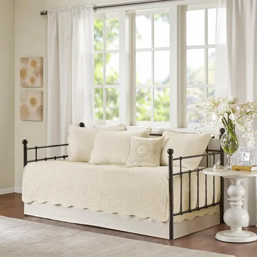 Vista 10 de Madison Park Coastal Damask - Juego de funda acolchada para sofá cama, 6 piezas, 39 x 75 pulgadas