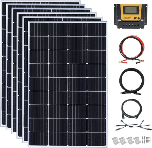 Vista 11 de Kit de panel solar de 20 W, 12 voltios, cargador de batería solar con controlador de carga de 10 A para caravana, barco, automóvil, remolque