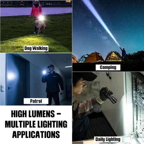 Vista 9 de Linterna Recargable Linternas de Alto Lúmenes, 99,000 LM Linterna LED Brillante Alimentada por Luz Flash, Linternas Recargables USB e Impermeables