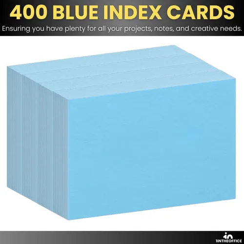 Vista 5 de 1InTheOffice Tarjetas de índice azules en blanco, 4x6, paquete de 400
