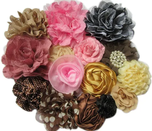 Vista 10 de YYCRAFT Paquete de 30 diademas de flores de gasa de 2 pulgadas, color rosa bebé