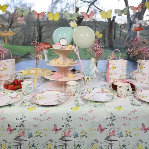 Vista 8 de Talking Tables Banderines de hadas Ideal para fiestas de té de niñas, cumpleaños y decoración rosa, papel, 3M