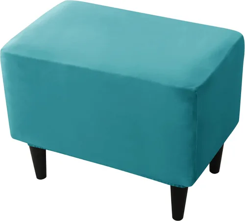 Vista 15 de CONRUSER Fundas elásticas para otomanas, fundas otomanas de terciopelo suave, fundas rectangulares pequeñas para taburete de almacenamiento, funda