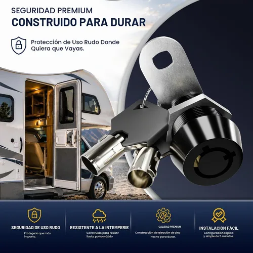 Vista 5 de Cerradura de leva tubular con llaves extraíbles, llaves iguales removibles. Cerradura de almacenamiento para compartimento de RV, cerraduras