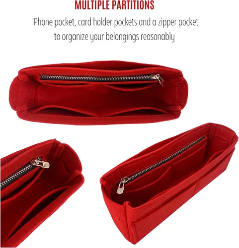 Vista 4 de Divitize Premium Purse Organizer fits Kate Reversible Bag Organizer, Kate Reversible Bag Insert, Handmade 2mm Premium Felt Snug Sturdy Fit with Gold