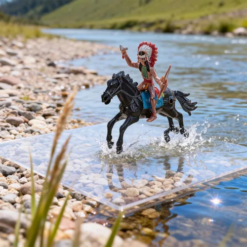 Vista 5 de NUOBESTY Figuras de modelo indio, equitación de plástico indios, figuras de nativos americanos, 8 piezas