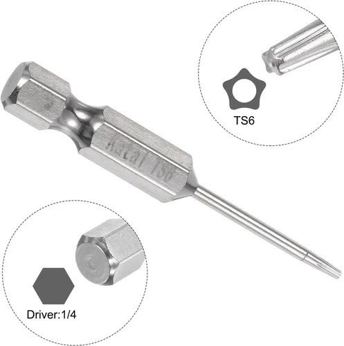 Vista 4 de HARFINGTON 5pcs TS6 Magnetic Security Star 5 Puntas Destornillador Punta 1/4" Hex Shank 2" Longitud