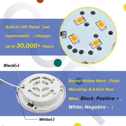 Vista 5 de Luces interiores de 12 V de bajo voltaje para debajo del gabinete, luz LED de disco regulable para cámper, remolque, RV, barco, luz de techo