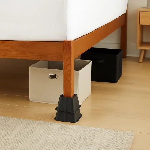 Vista 3 de SKYREN Elevadores de cama, plástico resistente de 6 pulgadas, negro, paquete de 4, para camas, sofás y mesas