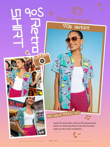 Vista 3 de Verceco Trajes de los años 80 y 90 para mujer, unisex, hip hop, accesorios de disfraz retro de los años 90, trajes de fiesta temática de los años