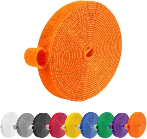 Vista 18 de IFNOW Cinta de Gancho y Bucle de 32 Pies Cinta de Sujeción Reutilizable Bridas para Cables de Doble Cara de Gancho y Bucle Gestión de Cables
