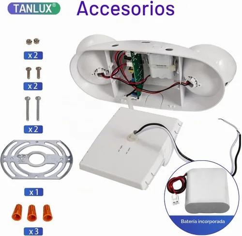 Vista 5 de TANLUX Luces de emergencia LED con batería de respaldo, luces de emergencia comerciales ajustables de dos cabezales, certificación UL, CA 120/277 V