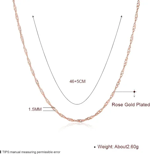 Vista 3 de BethCAI Chains Necklaces,Women Fashion Necklace Chain 18K Rose Gold,Luxury Jewellry Necklace Bridal Sets