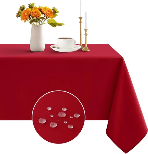 Vista 15 de Romanstile Mantel rectangular – Impermeable y resistente a las arrugas, mantel de poliéster lavable para cocina, comedor, fiesta, boda, uso en Beige