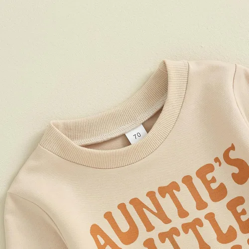 Vista 47 de Conjunto de 2 piezas de sudadera con estampado de letras y cuello redondo para bebé niño