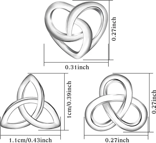 Vista 7 de Aretes de plata de ley para mujer Aretes de corazón celta con nudo cruzado triangular, aretes hipoalergénicos para mujeres y niñas, joyería