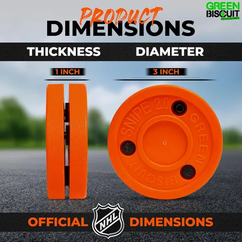 Vista 5 de Green Biscuit Disco de hockey sobre hielo 2-Pack, Original, Disco de hockey fuera del hielo/Snipe, Mejor manejo del palo, pases y tiros para hockey