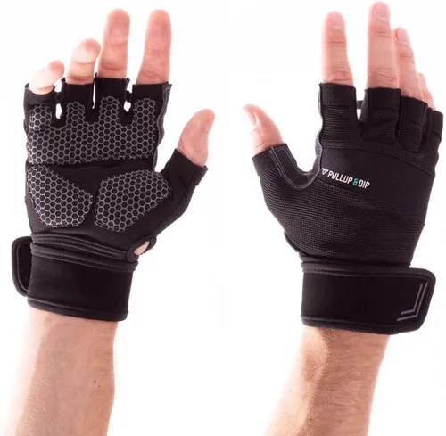 Vista 2 de PULLUP & DIP Guantes de entrenamiento para levantamiento de pesas, guantes de fitness con vendaje de muñeca para hombres y mujeres, guantes