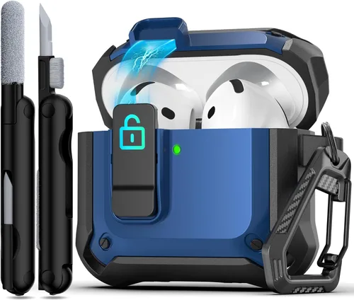 Vista 111 de R-fun Funda de carga compatible con AirPods de 2ª generación 2019, 1ª generación 2016, protección completa contra caídas, tapa desplegable