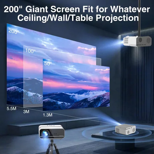 Vista 6 de [Enfoque Automático/Soporte 4K] Proyector con WiFi y Bluetooth, 700ANSI Nativo 1080P Proyector de Películas para Exteriores con Enfoque