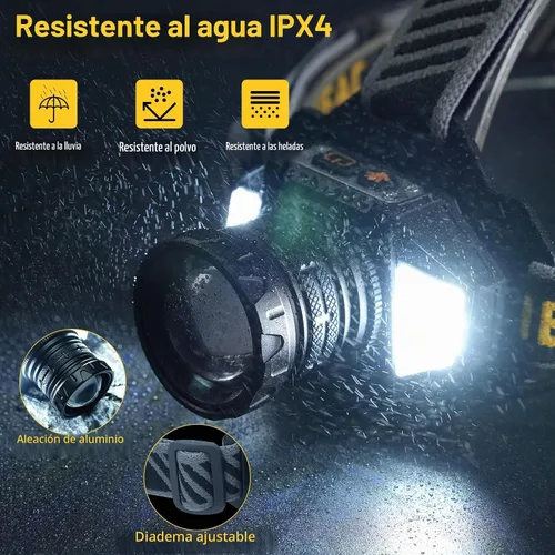 Vista 5 de BORUIT Linterna frontal LED recargable con luz roja, lámpara de cabeza con sensor de movimiento súper brillante con 8 modos, impermeable IPX4, faros