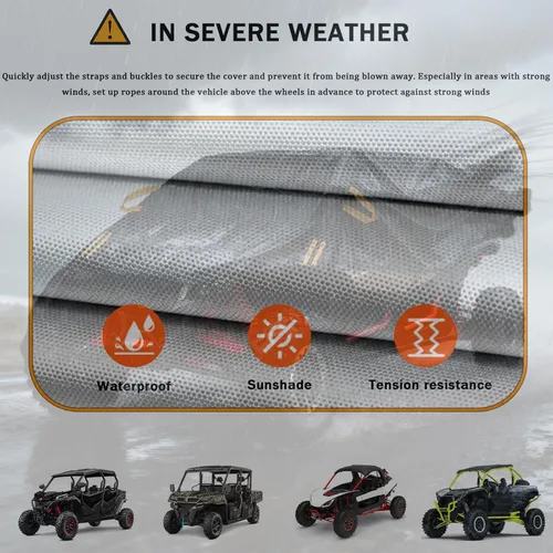 Vista 6 de Fundas UTV resistentes para CFMoto UForce 800 2014-2020, protección Oxford 210D para todo tipo de clima, cubierta lateral a lado, resistente al