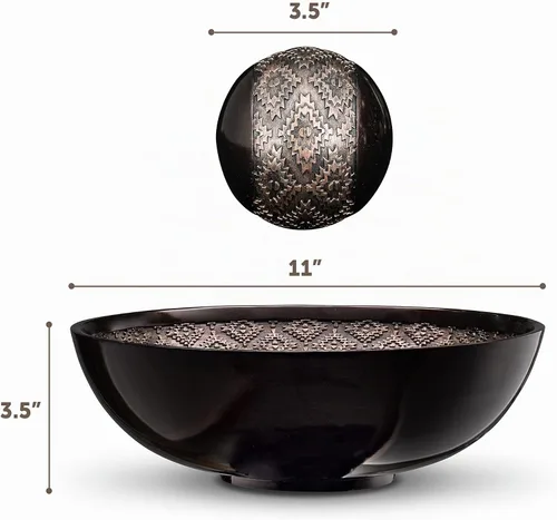 Vista 4 de Creative Scents Dublin - Juego de cuenco decorativo marrón con orbes - Decoración de mesa de centro de mesa - Decoración de mesa auxiliar