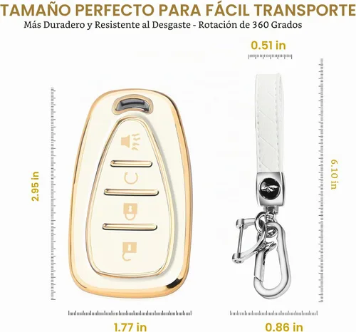 Vista 5 de FT FUNTOR - Funda para llavero Chevy con 4 botones Dorado/blanco