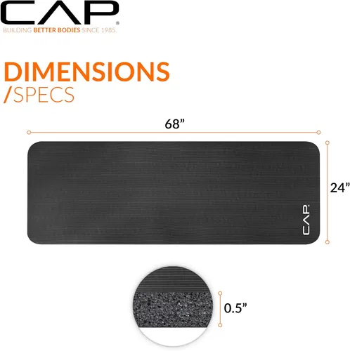 Vista 4 de CAP Barbell Colchoneta de yoga y ejercicio de alta densidad de 1/2 pulgada con correa Múltiples opciones