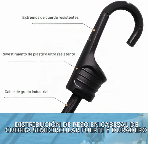 Vista 8 de ZHOUBIN Cuerdas elásticas negras de 24 pulgadas con ganchos resistentes, 2 piezas