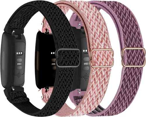 Vista 7 de Paquete de 3 bandas elásticas de nailon compatibles con Fitbit Inspire 3/Inspire 2/Inspire HR/Inspire, correa deportiva de repuesto ajustable