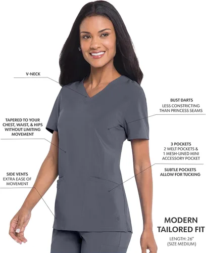 Vista 2 de Urbane Performance 9015 - Camiseta quirúrgica de 3 bolsillos para mujer