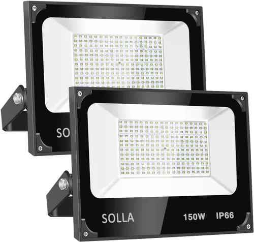 Vista 11 de SOLLA Paquete de 2 luces LED de 100 W, 10000 lm 3000 K, luz de inundación exterior blanca cálida, lámpara de inundación para interiores