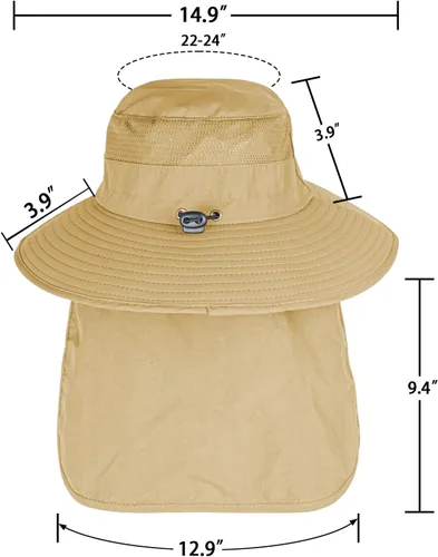 Vista 6 de ZOORON Sombreros de sol para hombres y mujeres con solapa para el cuello Caqui
