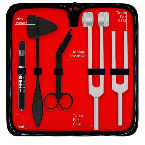 Vista 5 de ASA TECHMED Kit básico de enfermería para el trabajo, estetoscopio, monitor de presión arterial, otoscopio, diapasones y más. Kit médico de 18 Negro