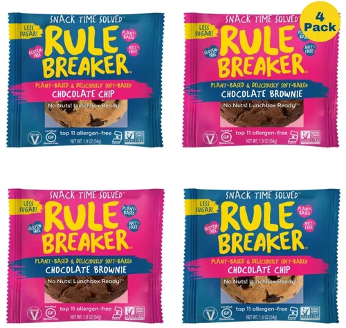 Vista 10 de Rule Breaker - Galletas veganas, sin gluten, sin nueces, hipoalergénicas, Kosher, envueltas individualmente, 1.9 oz, aperitivos