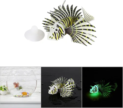 Vista 5 de Yoidesu Decoraciones de peces artificiales brillantes, peces falsos luminosos, peces de acuario, exquisito adorno de simulación, decoración de Negro