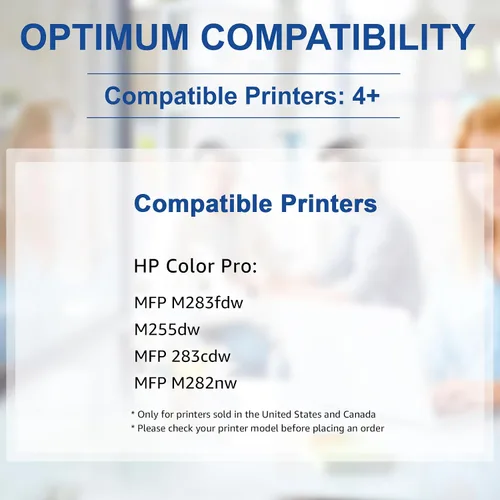 Vista 2 de Tounker Paquete de 4 cartuchos de tóner 206a compatibles con HP 206A 206X para HP Color Laserjet pro MFP m283fdw M283cdw Pro M255dw M283dw M283 M255